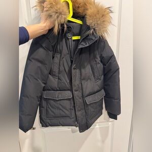 Mackage Black Jacket with Fur Trim